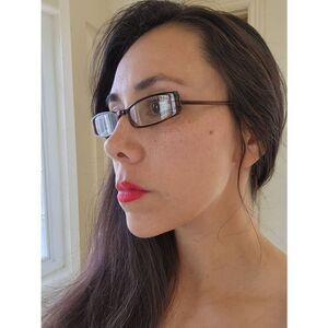 A.J. Morgan dark Amber Brown minimalist eyeglasses reading rectangular